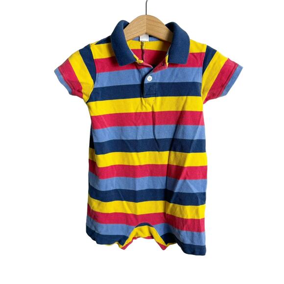 Lands End Striped Polo Romper - Picture 1 of 4